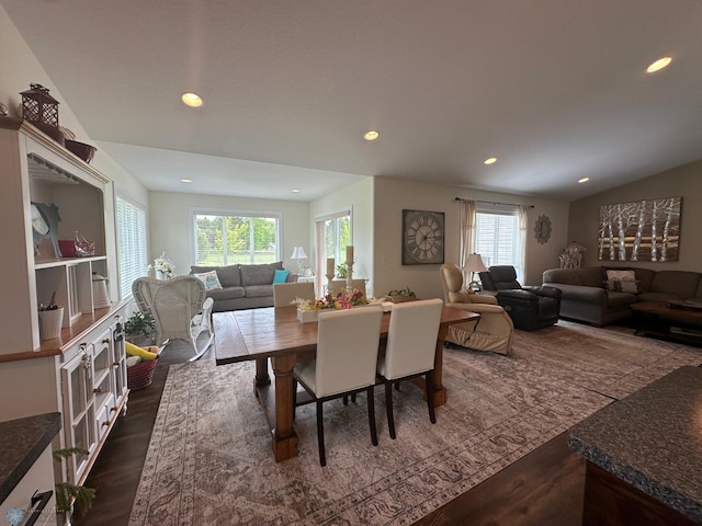 879 Longview Dr, Detroit Lakes, MN 56501 - dining room featuring dark wood-style flooring, healthy amount of natural light, and recessed lighting