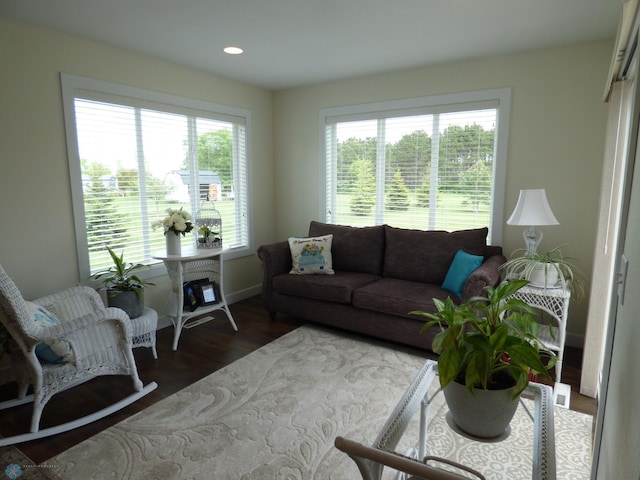 879 Longview Dr, Detroit Lakes, MN 56501 - living room featuring wood finished floors, recessed lighting, and baseboards