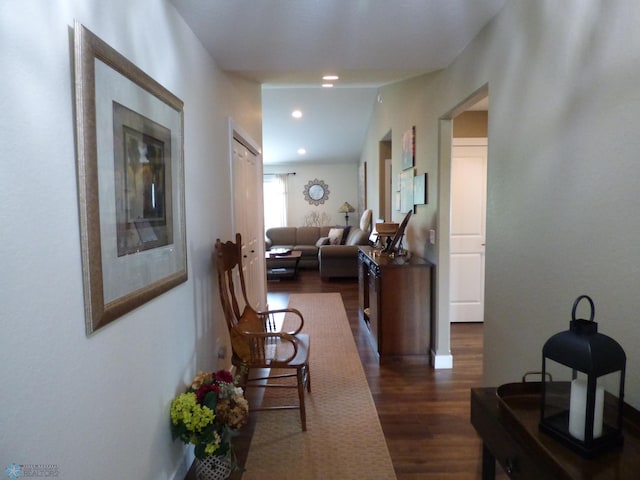 879 Longview Dr, Detroit Lakes, MN 56501 - corridor featuring dark wood finished floors, recessed lighting, and baseboards
