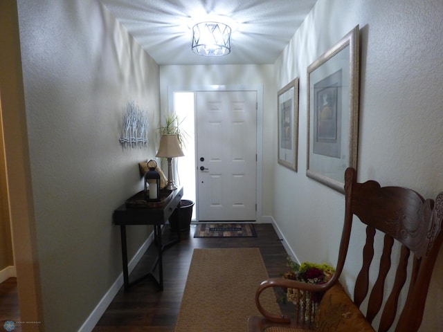 879 Longview Dr, Detroit Lakes, MN 56501 - entryway featuring dark wood finished floors and baseboards