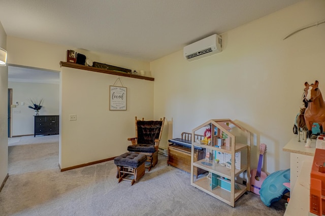 1970 Saint Croix Trl N, West Lakeland Twp, MN 55082 - sitting room featuring an AC wall unit, carpet, and baseboards