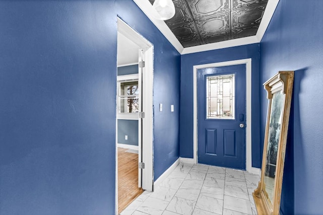 319 60th Ave W, Duluth, MN 55807 - entryway featuring marble finish floors, baseboards, and an ornate ceiling