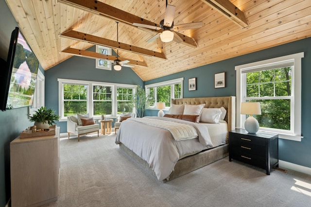 605 Stubbs Bay Rd, Orono, MN 55356 - carpeted bedroom with wood ceiling, multiple windows, and baseboards