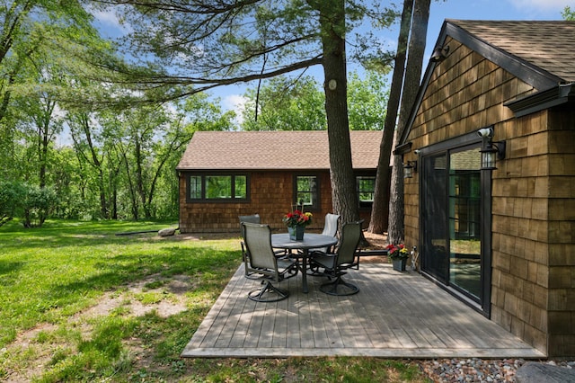 605 Stubbs Bay Rd, Orono, MN 55356 - view of patio / terrace featuring outdoor dining area and a wooden deck