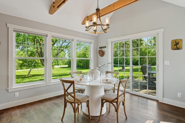 605 Stubbs Bay Rd, Orono, MN 55356 - dining area with a chandelier, baseboards, and dark wood-style flooring