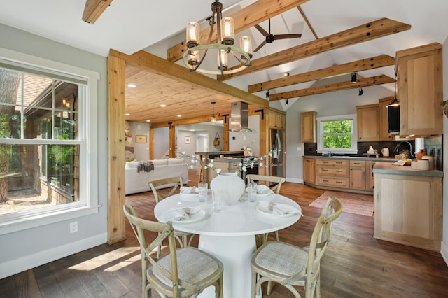 605 Stubbs Bay Rd, Orono, MN 55356 - dining room with a chandelier, hardwood / wood-style floors, recessed lighting, and baseboards