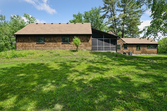 605 Stubbs Bay Rd, Orono, MN 55356 - rear view of property with a sunroom and a yard