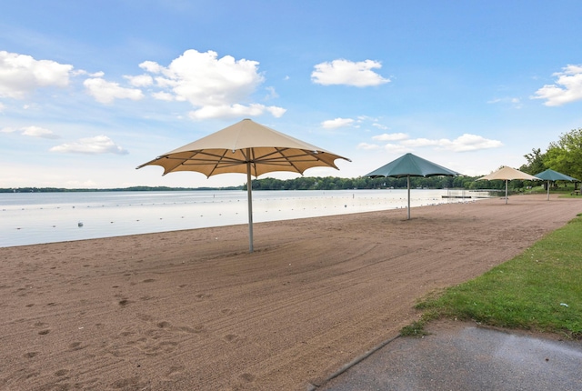 605 Stubbs Bay Rd, Orono, MN 55356 - view of yard with view of water and beach
