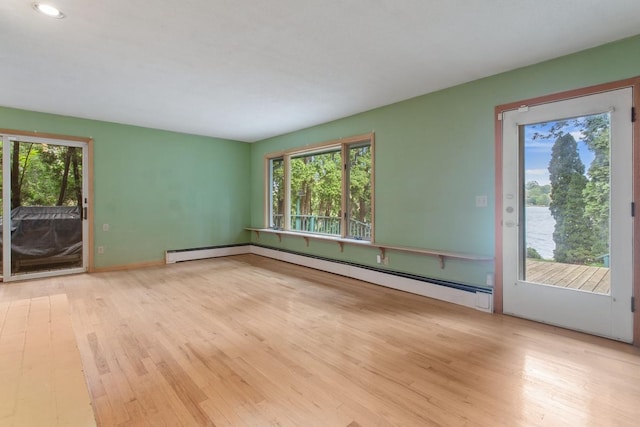 364 Owasso Blvd N, Shoreview, MN 55126 - empty room with wood finished floors, recessed lighting, and baseboard heating