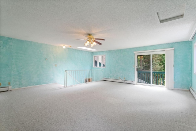 364 Owasso Blvd N, Shoreview, MN 55126 - unfurnished room with baseboard heating, plenty of natural light, carpet, a textured ceiling, and ceiling fan