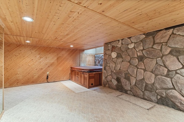 364 Owasso Blvd N, Shoreview, MN 55126 - bar featuring wooden ceiling, carpet floors, wooden walls, and recessed lighting