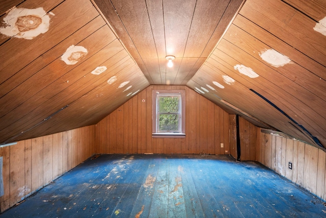 318 Austin Ave, Litchfield, MN 55355 - bonus room featuring wood-type flooring, lofted ceiling, wood ceiling, and wood walls