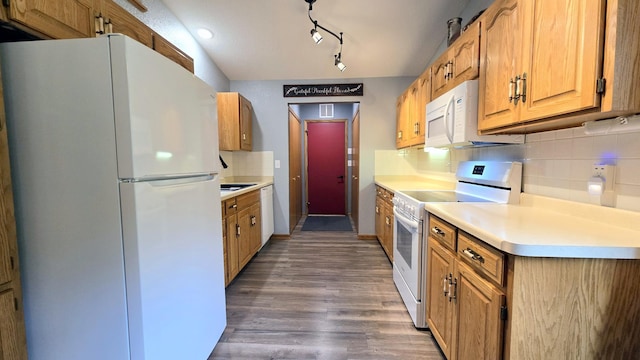 210 10th Ave N # 1, Cold Spring, MN 56320 - kitchen featuring white appliances, backsplash, and light countertops