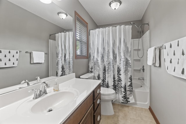 4231 Maple Hurst Dr N, Rockford, MN 55373 - full bathroom featuring vanity, shower / tub combo, and a textured ceiling