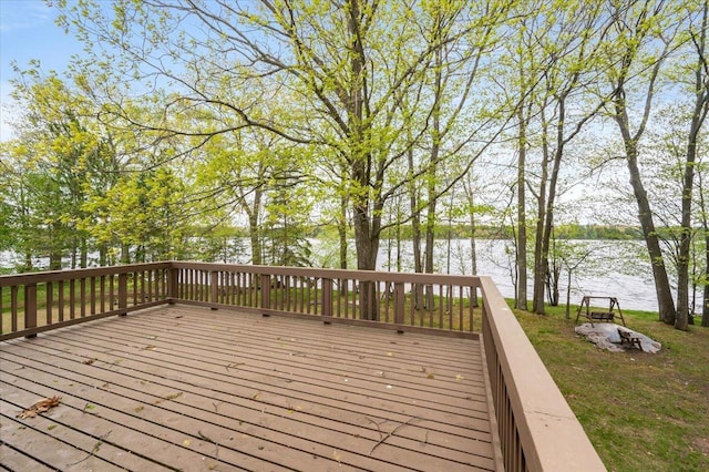 11567 S Lake Blvd, Lake Nebagamon, WI 54849 - deck featuring a water view