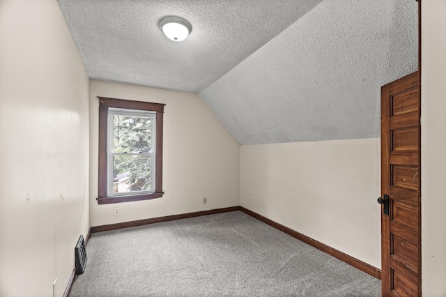3019 Colfax Ave N, Minneapolis, MN 55411 - additional living space featuring a textured ceiling, carpet floors, baseboards, and lofted ceiling