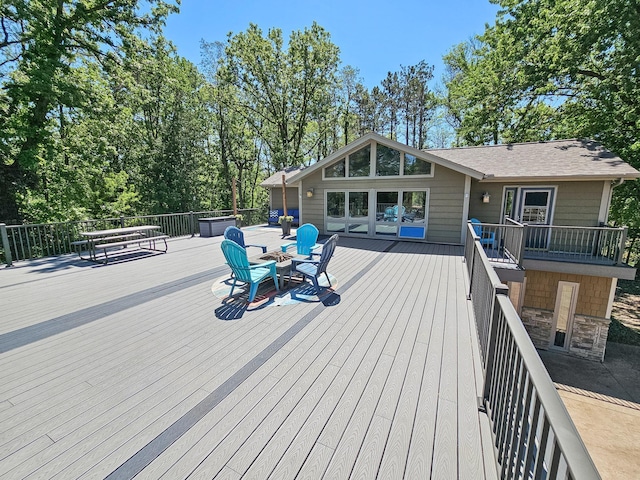 12216 175th St W, Lakeville, MN 55044 - wooden terrace with a fire pit