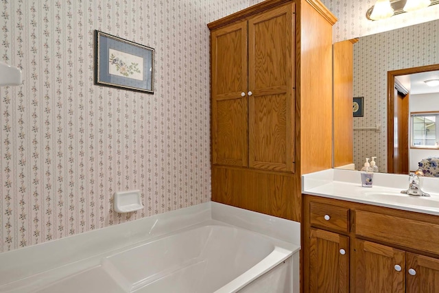 2990 David Cir, Little Canada, MN 55117 - full bathroom featuring wallpapered walls, a bath, and vanity