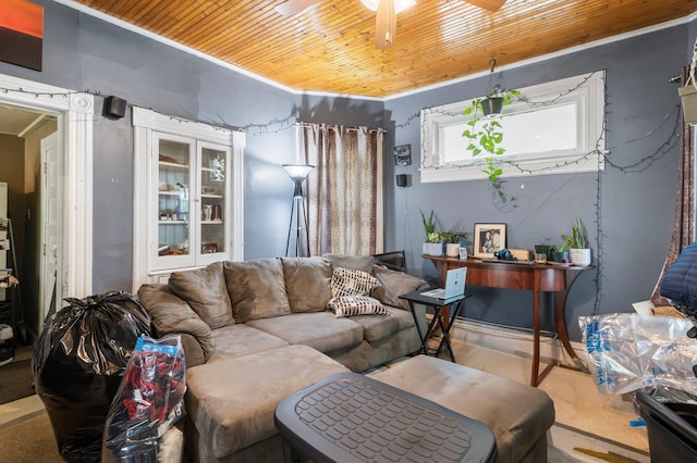 853 York Ave, Saint Paul, MN 55106 - living room with wooden ceiling and a ceiling fan