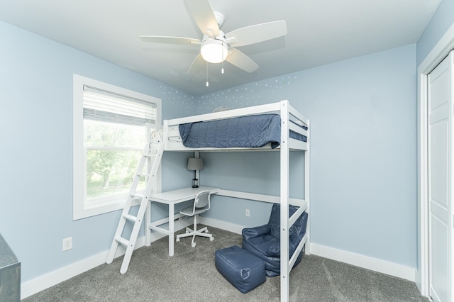 9420 Fabian St NE, Kalmar Twp, MN 55920 - bedroom featuring carpet, baseboards, and ceiling fan