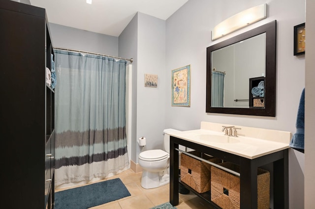 4500 Chicago Ave Unit 311, Minneapolis, MN 55407 - bathroom with toilet, vanity, tile patterned floors, and curtained shower