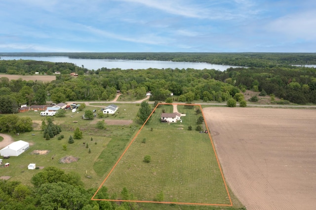 7903 Long Lake Bay Rd, Brainerd, MN 56401 - aerial view of property's location featuring property parcel outlined, a nearby body of water, and a forest