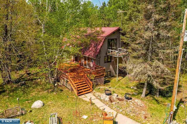 3240 Breezy Point Rd, Tower, MN 55790 - view of outdoor structure featuring stairway and a wooded view