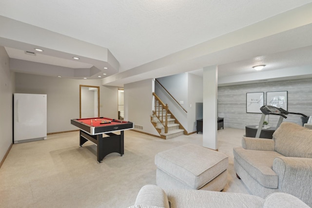 669 Lake Pine Dr, Shoreview, MN 55126 - game room featuring light carpet, billiards, baseboards, recessed lighting, and an accent wall