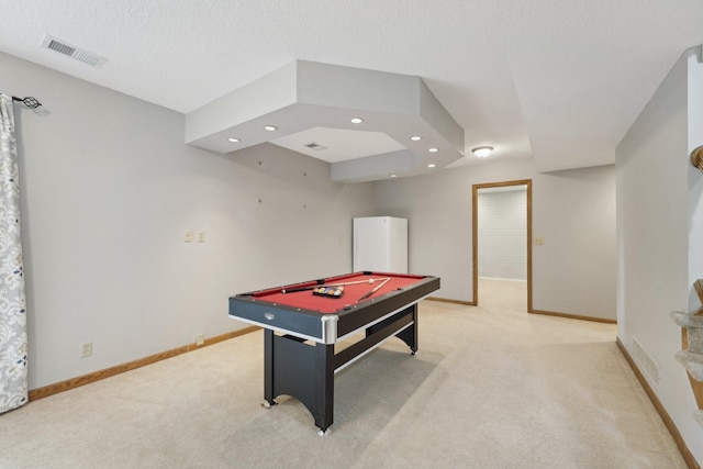 669 Lake Pine Dr, Shoreview, MN 55126 - playroom with light colored carpet, pool table, recessed lighting, and baseboards