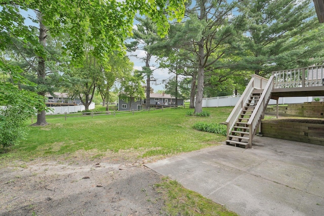 669 Lake Pine Dr, Shoreview, MN 55126 - view of yard featuring stairs, a deck, and a patio area