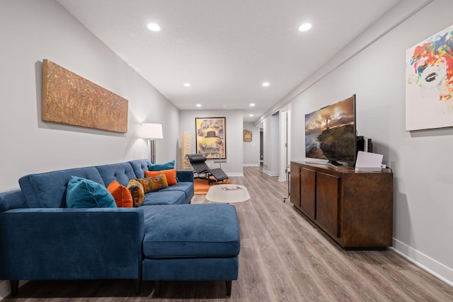 18201 Kathleene Dr, Minnetonka, MN 55345 - living room featuring wood finished floors, recessed lighting, and baseboards