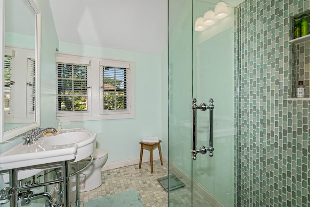5319 Upton Ave S, Minneapolis, MN 55410 - full bathroom with a stall shower and lofted ceiling