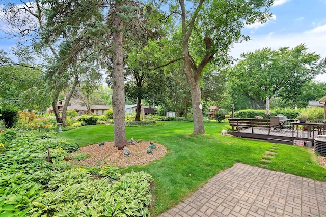 2168 Southwood Dr, White Bear Lake, MN 55110 - view of green lawn with a wooden deck