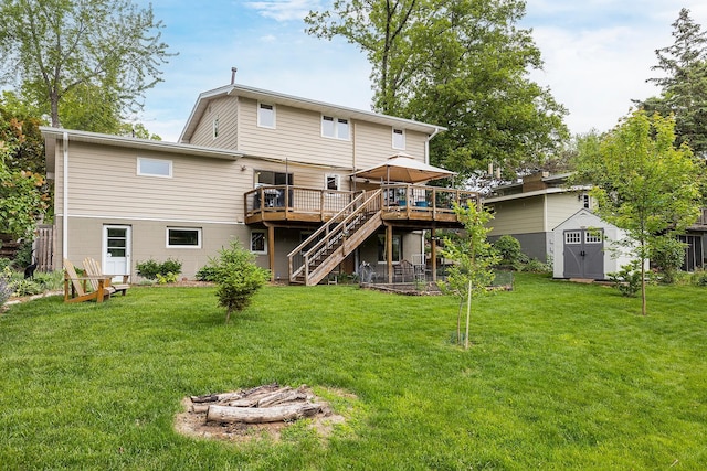 6504 Warren Ave S, Edina, MN 55439 - back of house featuring a deck, stairway, and a lawn