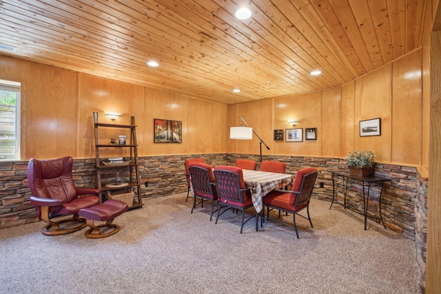 14450 Blackberry Ct, Baxter, MN 56425 - carpeted dining space featuring wooden ceiling and recessed lighting