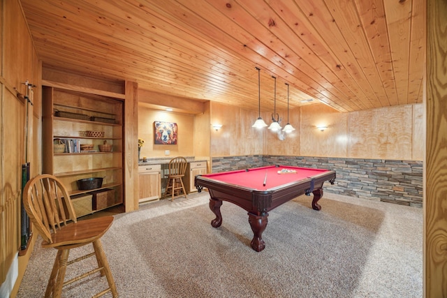 14450 Blackberry Ct, Baxter, MN 56425 - game room with wood ceiling, pool table, and carpet