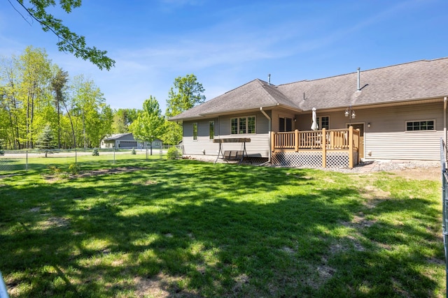 14450 Blackberry Ct, Baxter, MN 56425 - back of property with a wooden deck and a shingled roof