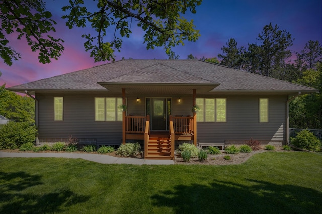 14450 Blackberry Ct, Baxter, MN 56425 - view of front facade with roof with shingles, covered porch, stairway, and crawl space