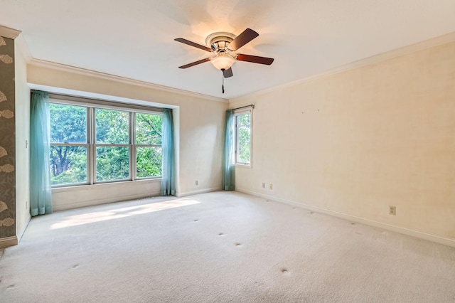 1321 Dallager Ct, Stillwater, MN 55082 - carpeted empty room with ornamental molding, ceiling fan, and baseboards
