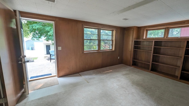 4825 Drew Ave S, Minneapolis, MN 55410 - unfurnished room with healthy amount of natural light, carpet, and wood walls