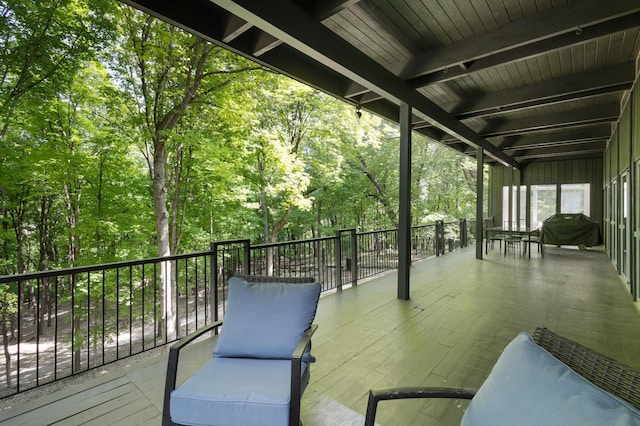 18101 Woolman Dr, Minnetonka, MN 55345 - wooden terrace featuring view of scattered trees