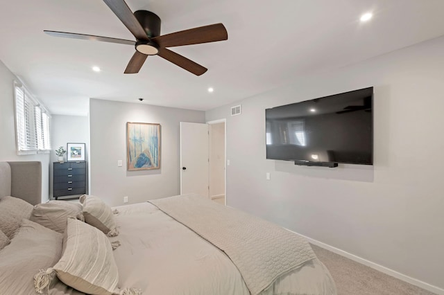 18101 Woolman Dr, Minnetonka, MN 55345 - bedroom featuring carpet, recessed lighting, ceiling fan, and baseboards