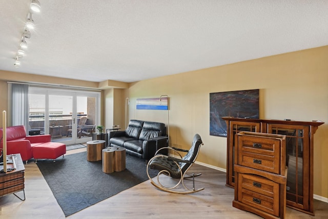 20 2nd St NE Unit P1008, Minneapolis, MN 55413 - living area featuring wood finished floors, baseboards, and track lighting