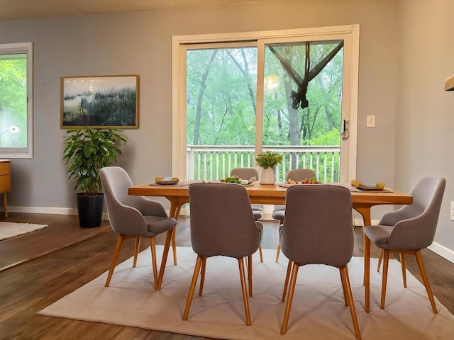 9329 Bass Creek Cir N, New Hope, MN 55428 - dining space featuring baseboards, wood finished floors, and plenty of natural light