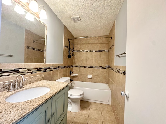9329 Bass Creek Cir N, New Hope, MN 55428 - bathroom with tile walls, vanity,  shower combination, tile patterned floors, and toilet