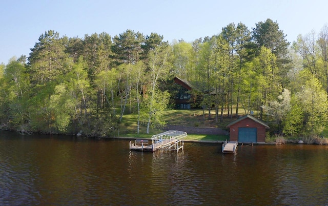 1880 Everett Rd S, Greenwood Twp, MN 55790 - dock area featuring boat lift and a water view