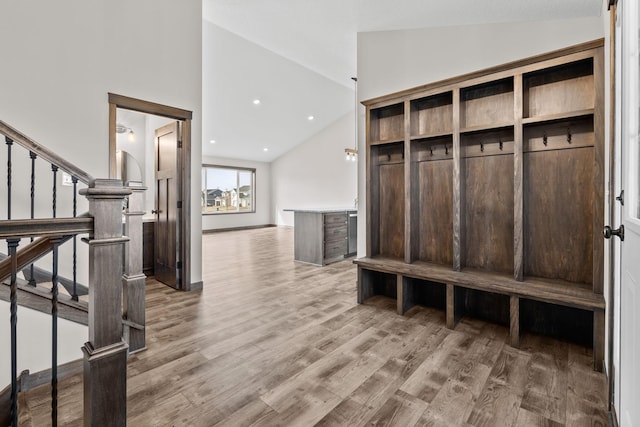 872 Watertown Ave, Delano, MN 55328 - mudroom featuring wood finished floors and high vaulted ceiling