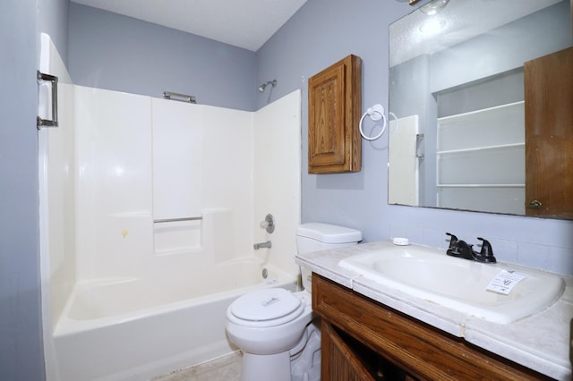 16477 Five Hawks Ave SE, Prior Lake, MN 55372 - bathroom with vanity, bathing tub / shower combination, toilet, and tile patterned flooring