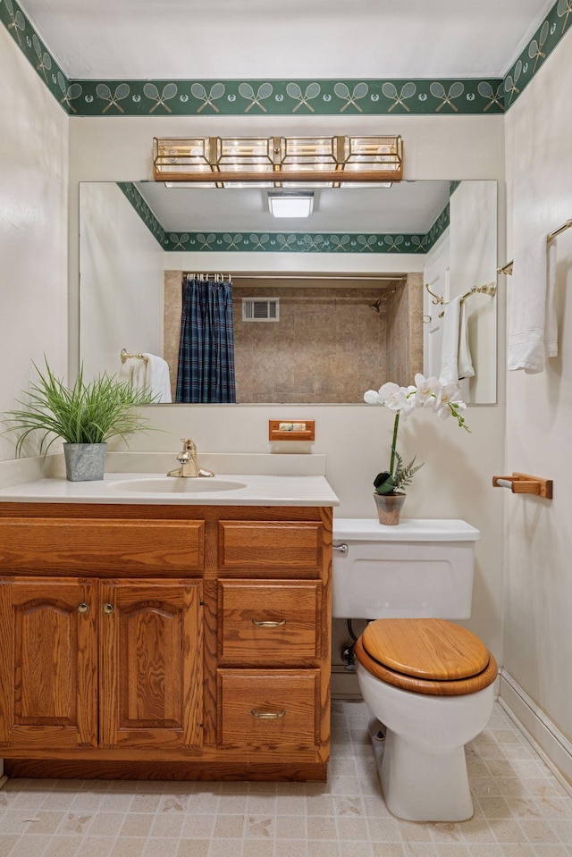 4378 Browndale Ave, Edina, MN 55424 - bathroom featuring vanity, toilet, and curtained shower