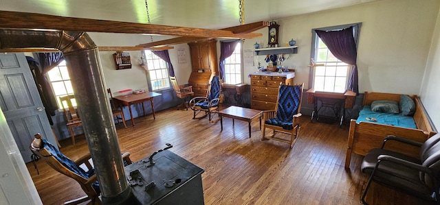 33580 156th St, Harmony Twp, MN 55939 - living area featuring wood finished floors and decorative columns